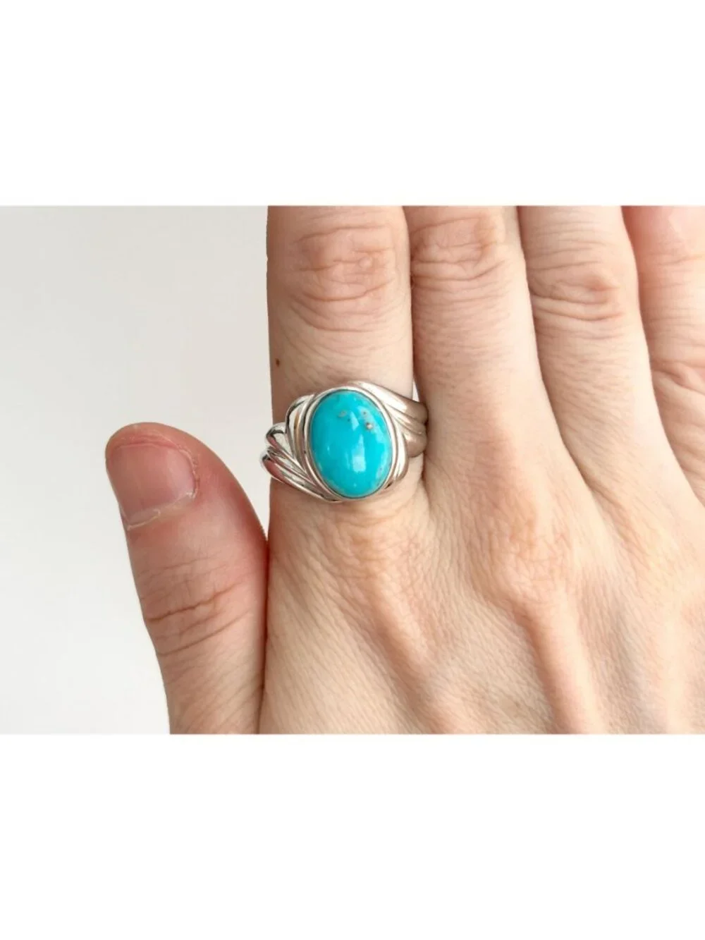 Sleeping Beauty Turquoise Stone Sterling Silver 925 Vintage Ring - sz 11.25
